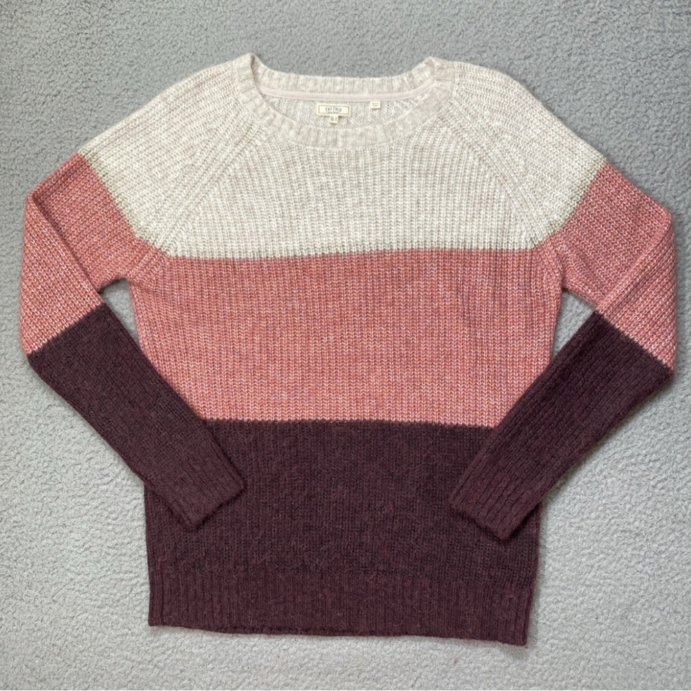 Fat Face Color Block Sweater Gray Pink Burgundy Alpaca Women's 10